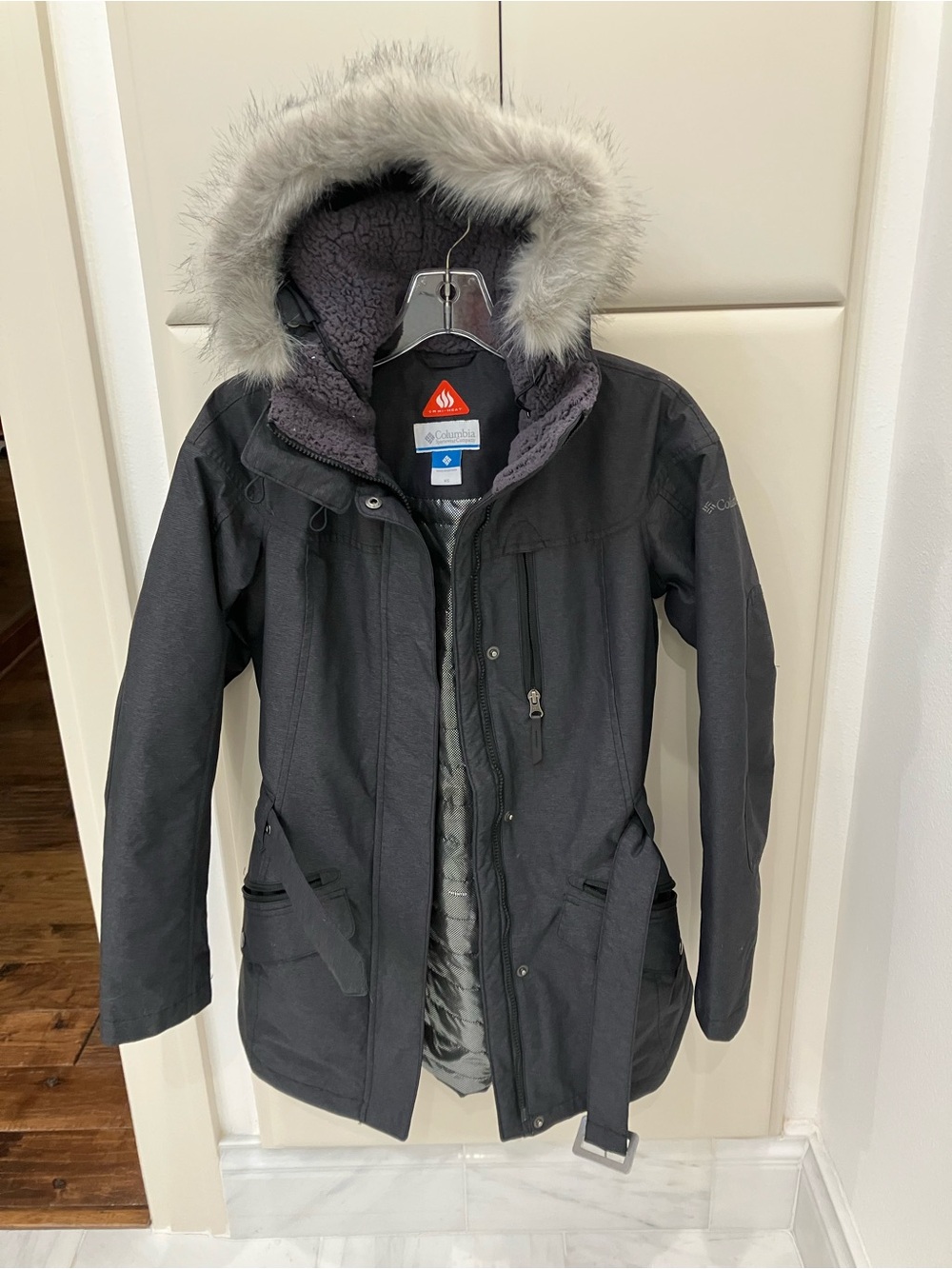 Columbia Black Parka with Faux-Fur Trimmed Hood